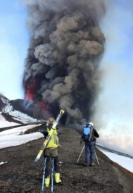Skiën van lavaspuwende vulkaan de Etna