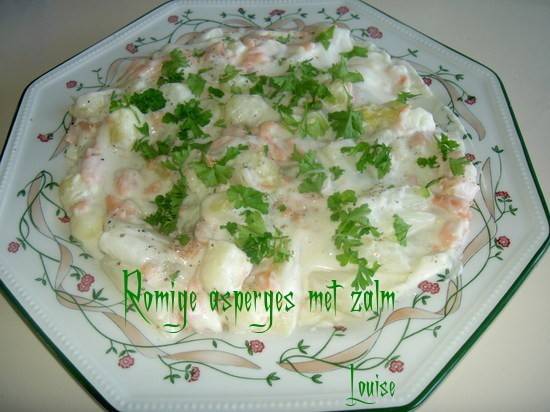 Romige asperges met zalm (slank gerecht)