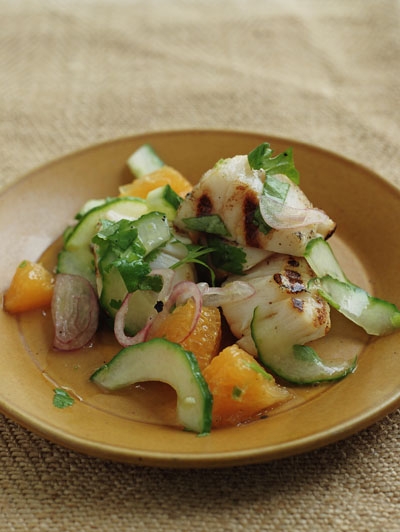 Lekkers met gegrilde sint-jacobsschelpen